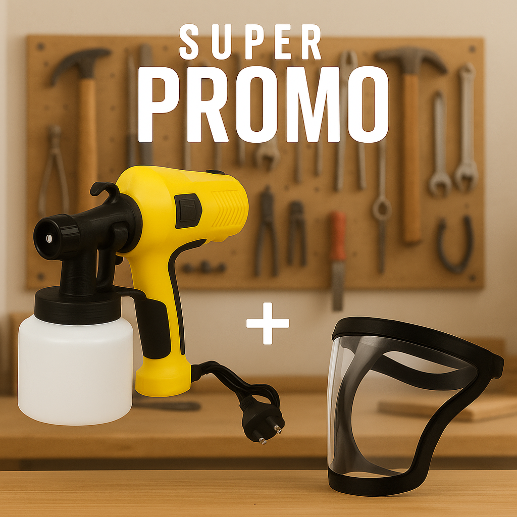 pistola de pintura + careta protectora